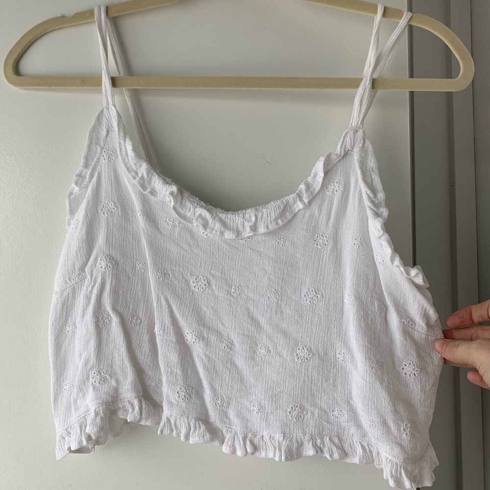 White Cropped Double Strap Top